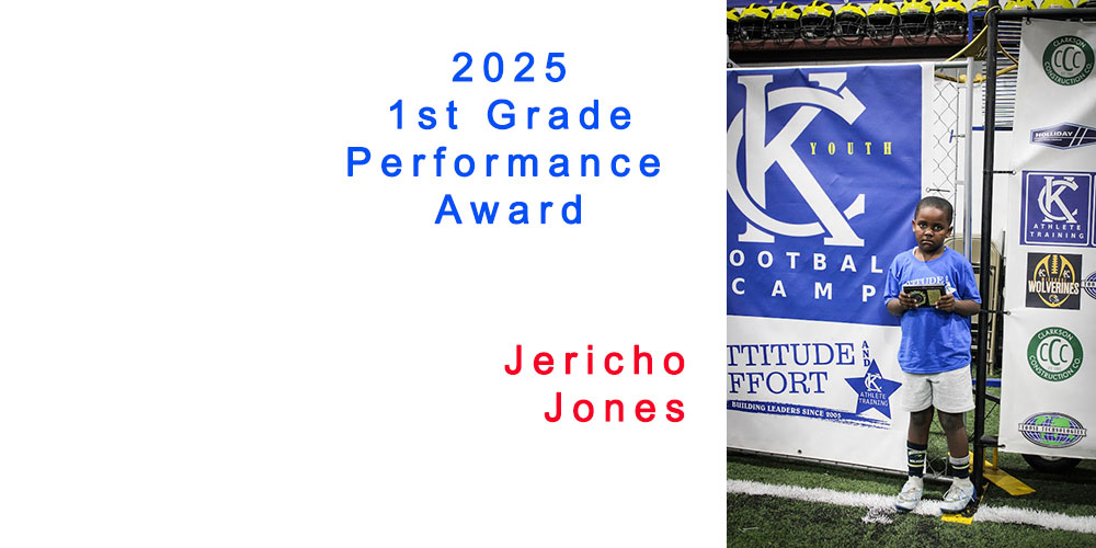 2025 Kansas City Youth Football Camp Performance Awards for 1st Graders Jericho Jones