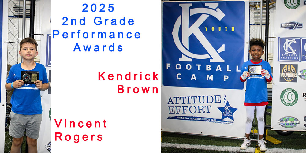 2025 Kansas City Youth Football Camp Performance Awards for 2nd Graders Vincent Rogers and Kendrick Brown