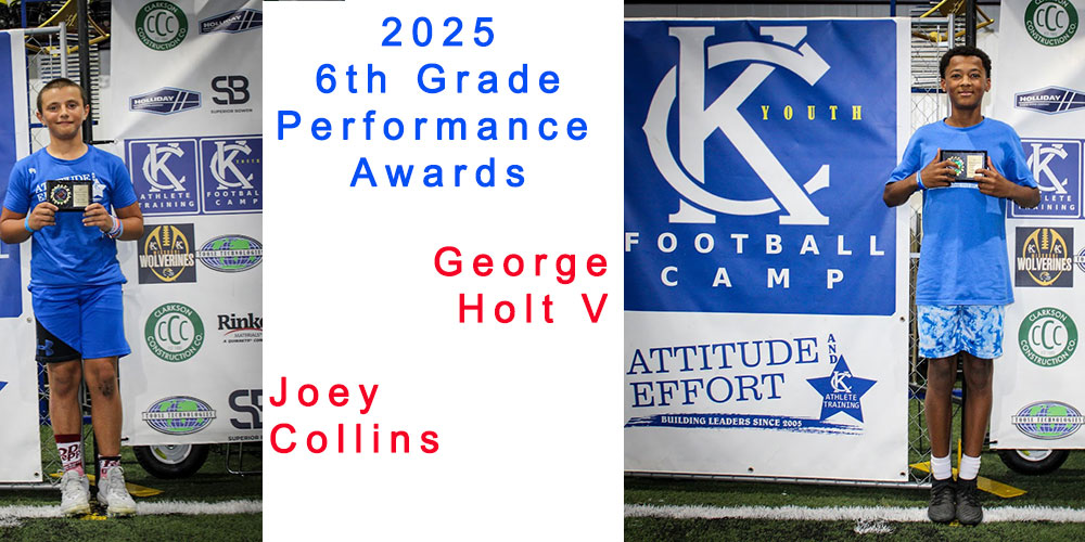 2025 Kansas City Youth Football Camp Performance Awards for 6th Graders Joey Collins and George Holt V